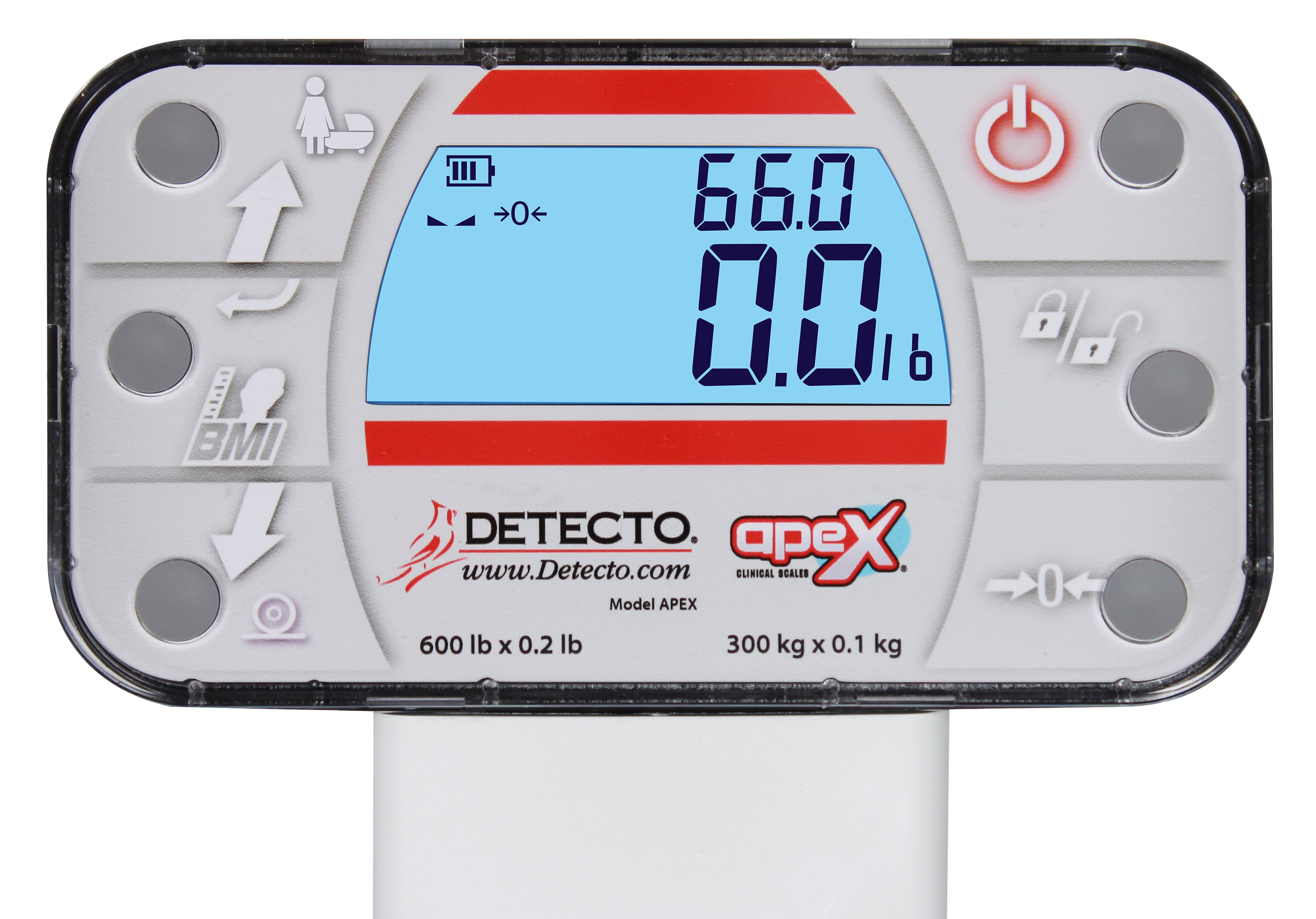 Detecto Apex-SH-AC Digital Clinical Scale with Sonar Height Rods Includes Non-Medical-Grade AC Adapter