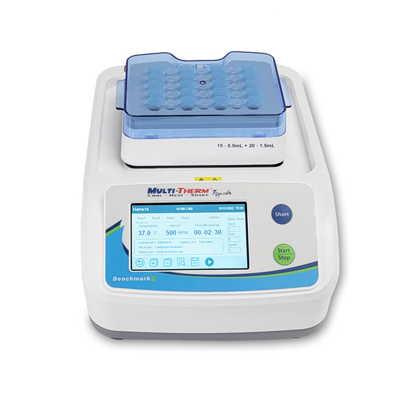 100-240V with Euro plug  1 Mixer/Unit  Brand: Benchmark Scientific Expanded speed range (to 3,000rpm) Full-color touch screen 2 year warranty Blocks and heated lid are sold separately