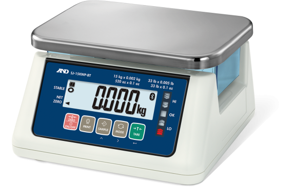 A&D Weighing SJ-6000WP 6kg, 0.0002kg, Legal for Trade Washdown Bench Scale