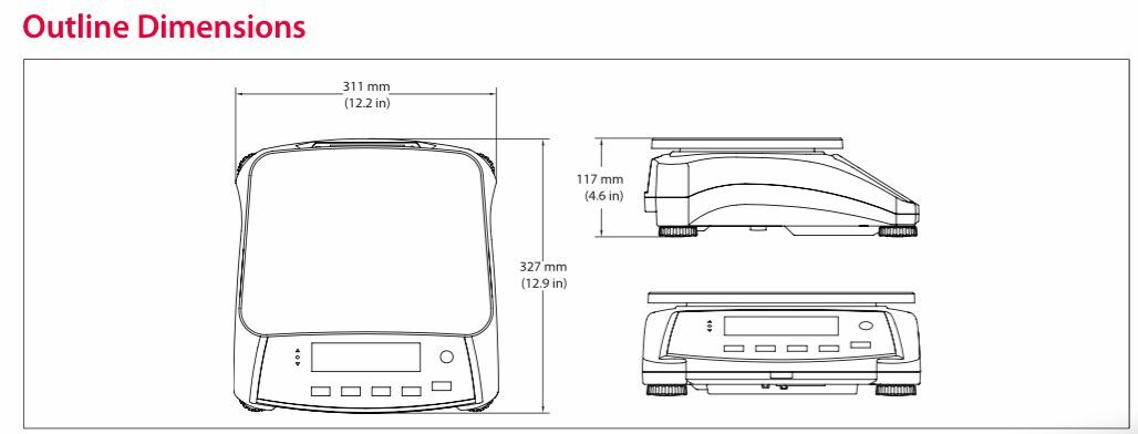 Ohaus 30031827 V71P1502T Valor 7000 Compact Bench Scale 3 lb x 0.0001 lb and Legal for Trade 3 lb x 0.001 lb