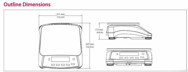 Ohaus 30031827 V71P1502T Valor 7000 Compact Bench Scale 3 lb x 0.0001 lb and Legal for Trade 3 lb x 0.001 lb